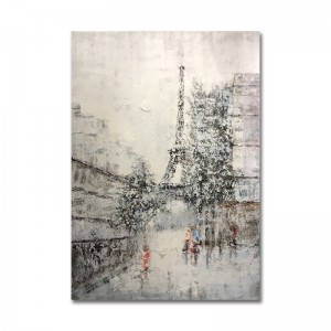 New product hand-painted art work modern abstract style wall Eiffel landscape decoration oil painting